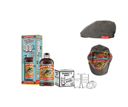 Shanky's 750ml with Whiskey Shot Glass Set + FREE Tweed Cap
